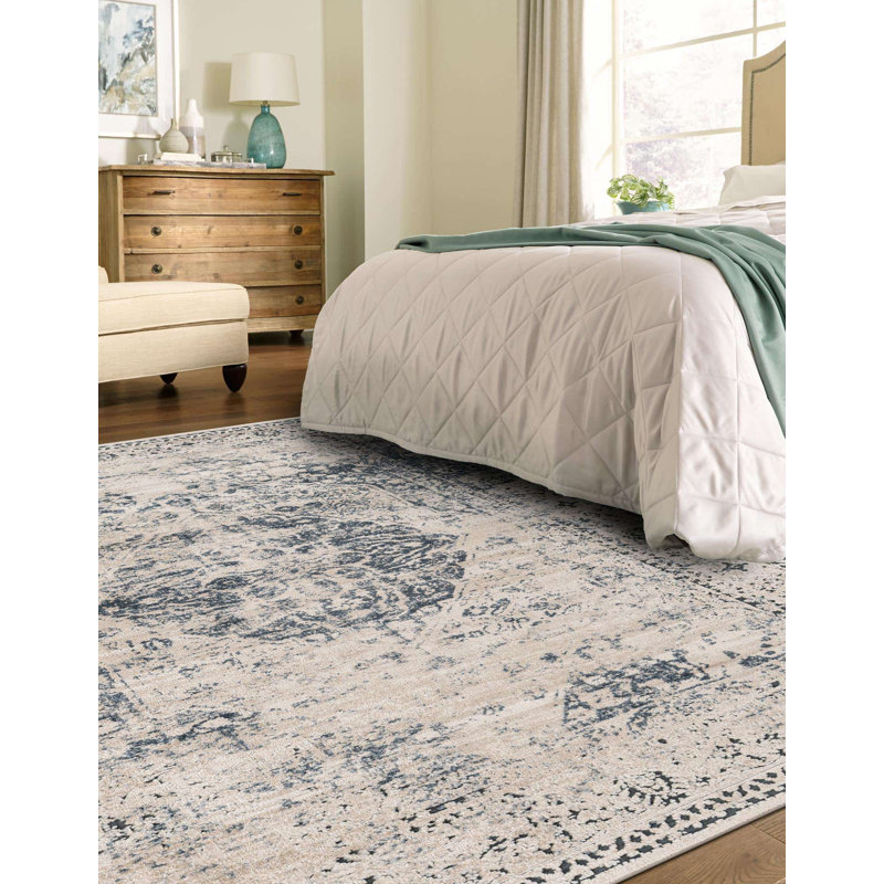 Three Posts™ Lapointe Dark Blue/Beige/Cream Rug & Reviews Wayfair